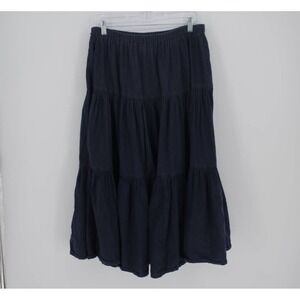 California Influence Y2K Women's Navy‎ Blue Tiered Crinkle Maxi Skirt Size M